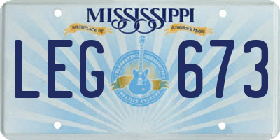 MS license plate LEG673