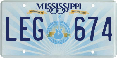 MS license plate LEG674