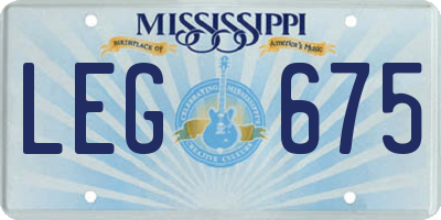 MS license plate LEG675