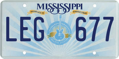MS license plate LEG677