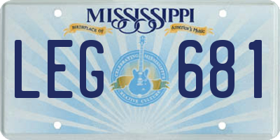 MS license plate LEG681