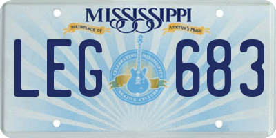 MS license plate LEG683