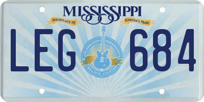 MS license plate LEG684