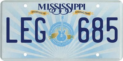 MS license plate LEG685