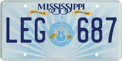MS license plate LEG687