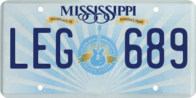 MS license plate LEG689
