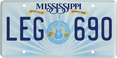 MS license plate LEG690