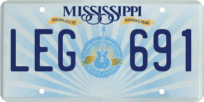 MS license plate LEG691