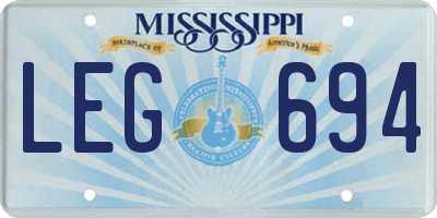 MS license plate LEG694