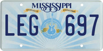 MS license plate LEG697