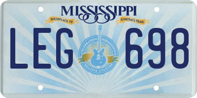 MS license plate LEG698