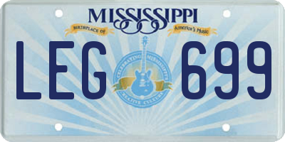 MS license plate LEG699