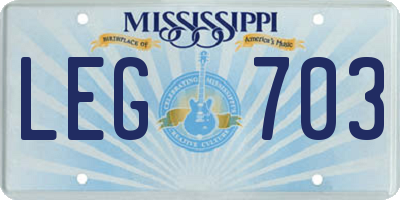 MS license plate LEG703