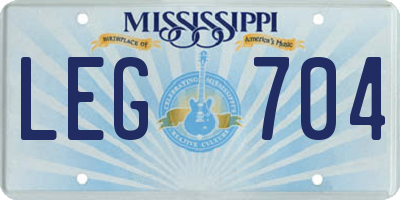 MS license plate LEG704