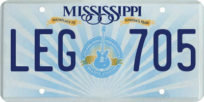 MS license plate LEG705