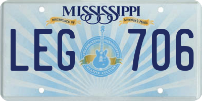 MS license plate LEG706