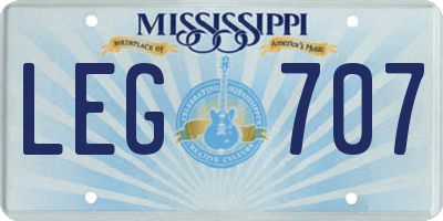 MS license plate LEG707