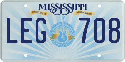 MS license plate LEG708