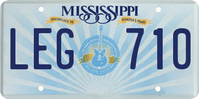 MS license plate LEG710
