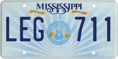 MS license plate LEG711