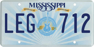 MS license plate LEG712