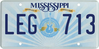 MS license plate LEG713