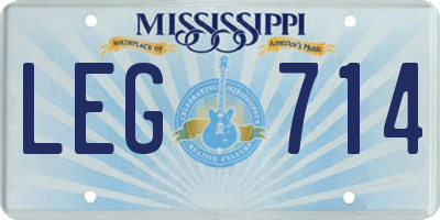 MS license plate LEG714