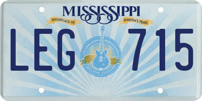 MS license plate LEG715