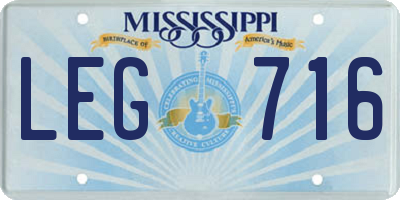 MS license plate LEG716
