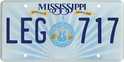 MS license plate LEG717