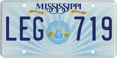 MS license plate LEG719