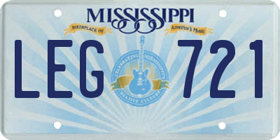 MS license plate LEG721