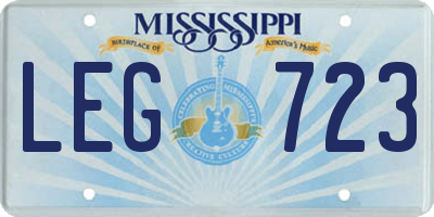 MS license plate LEG723