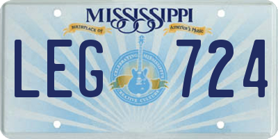 MS license plate LEG724