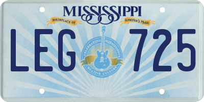 MS license plate LEG725