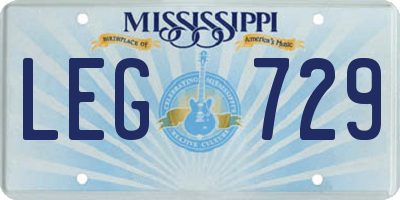 MS license plate LEG729