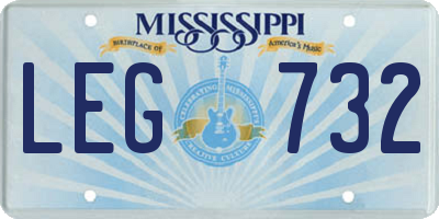 MS license plate LEG732