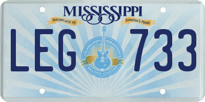 MS license plate LEG733