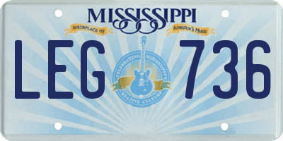 MS license plate LEG736