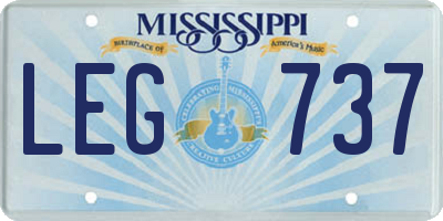 MS license plate LEG737