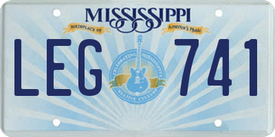 MS license plate LEG741