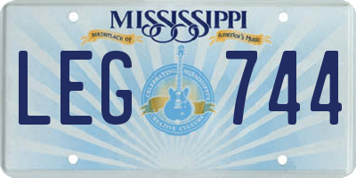 MS license plate LEG744