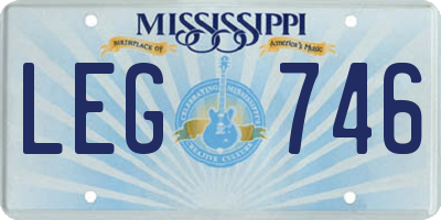 MS license plate LEG746