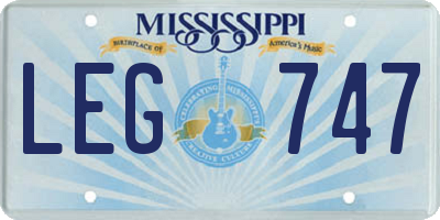 MS license plate LEG747
