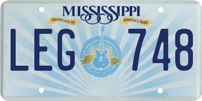 MS license plate LEG748
