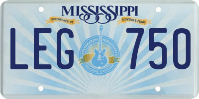 MS license plate LEG750