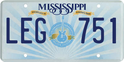 MS license plate LEG751