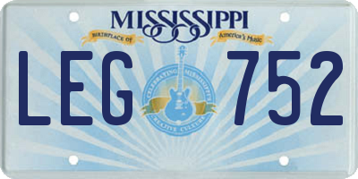 MS license plate LEG752