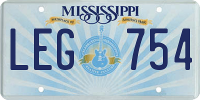 MS license plate LEG754
