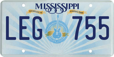 MS license plate LEG755